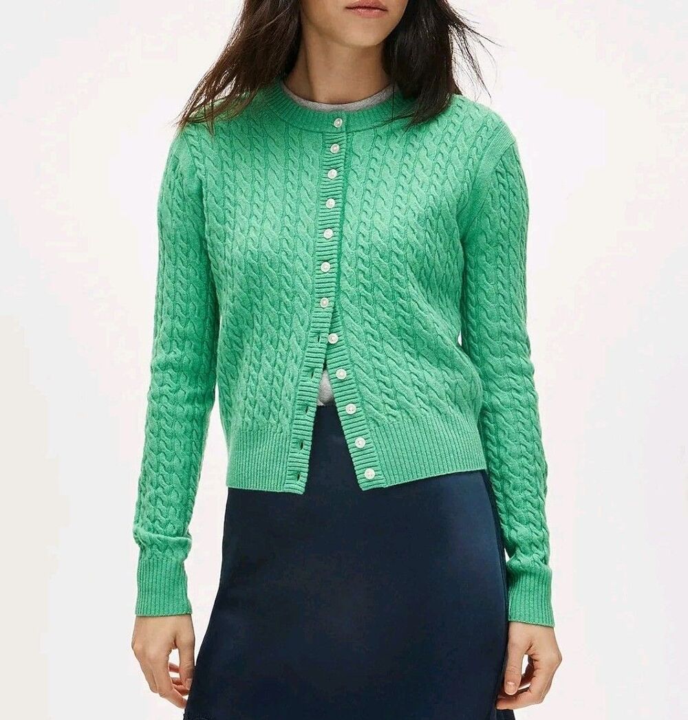 J Crew 100% Cashmere Cable Knit Cardigan Sweater